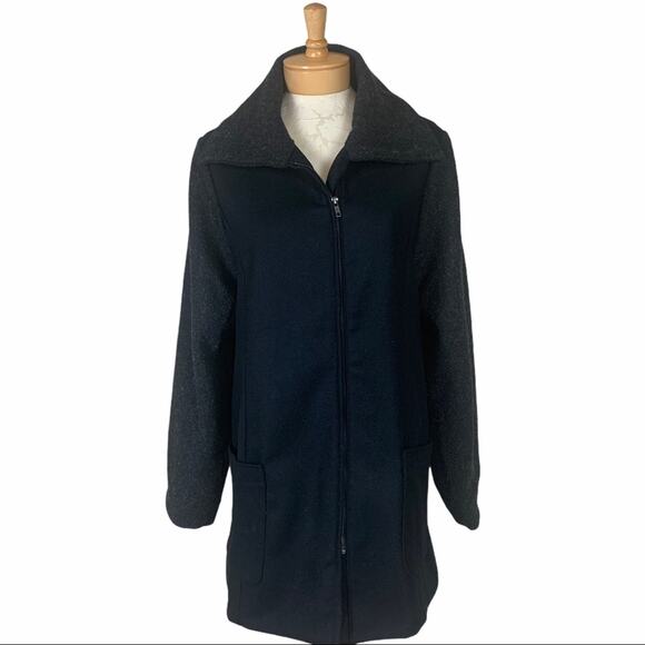 Jet by John Eshaya Wool Coat Black Size Large - Picture 1 of 12